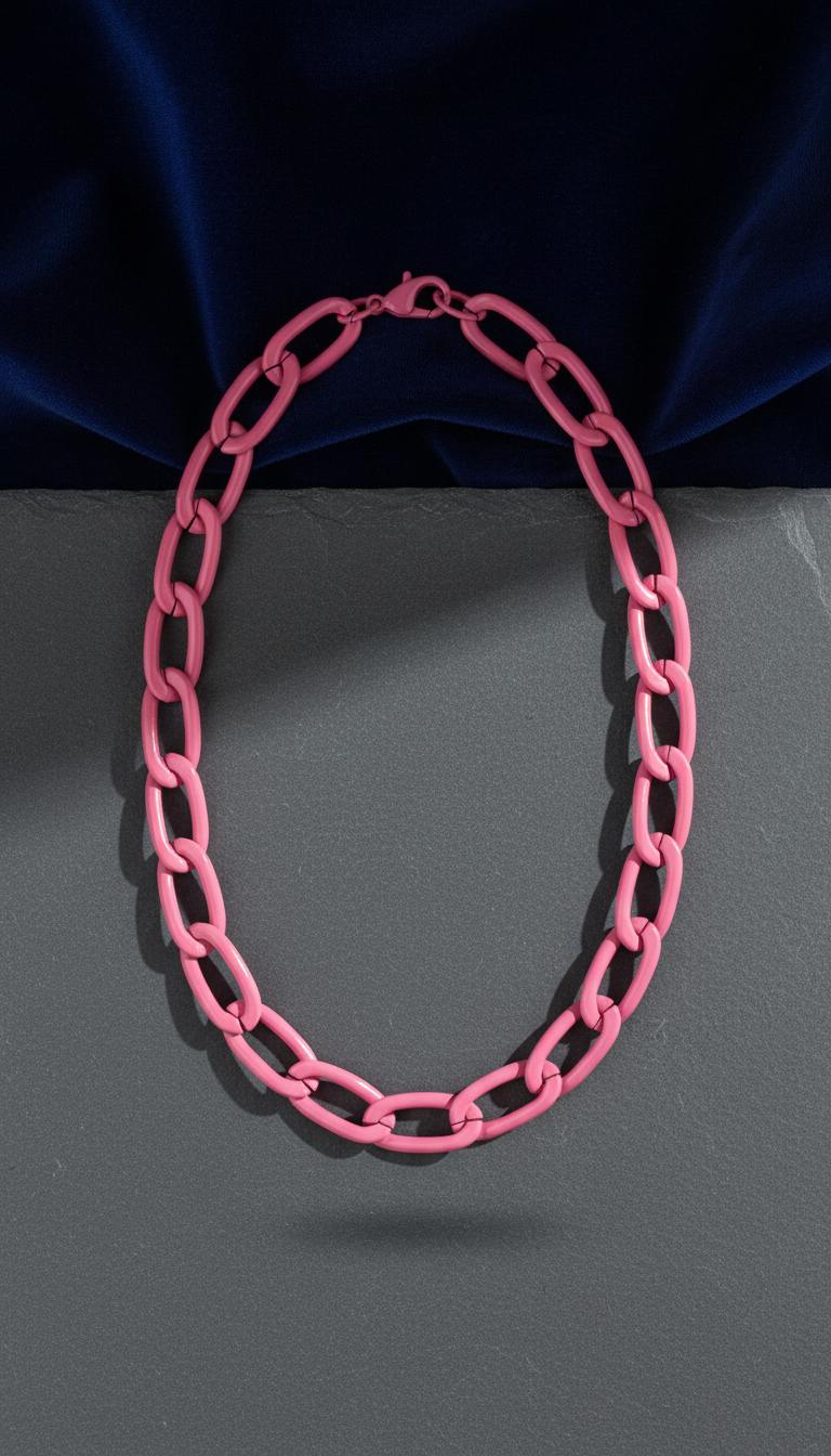 Pop Pink Enamel Chain Necklace in a new setting