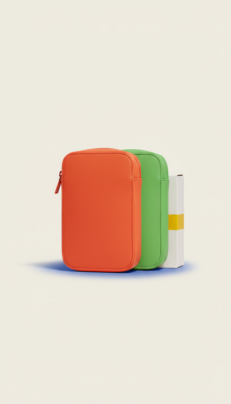 Coral Pop crossbody phone bag, Three-quarter product angle for maximum dimensionality; shot at slight downward tilt (from...