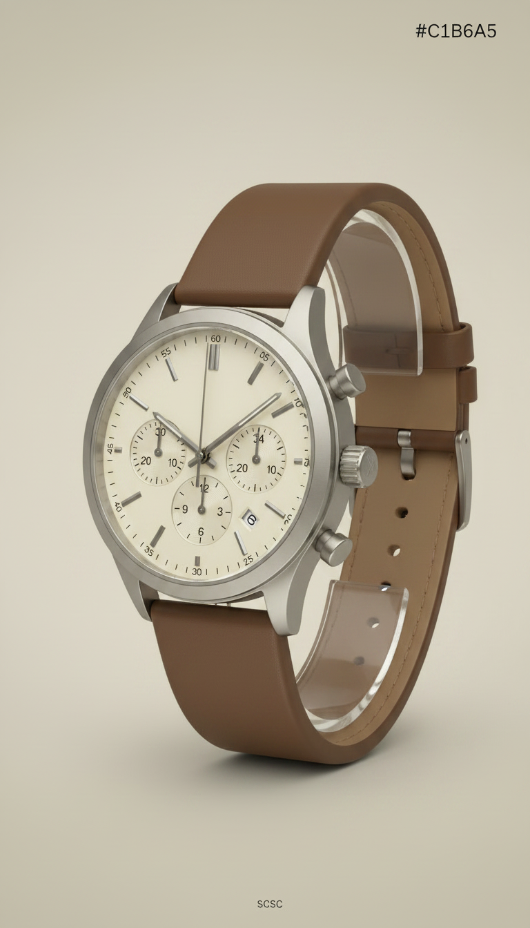 Alternate angle view of Ivory Taupe Chronograph Watch