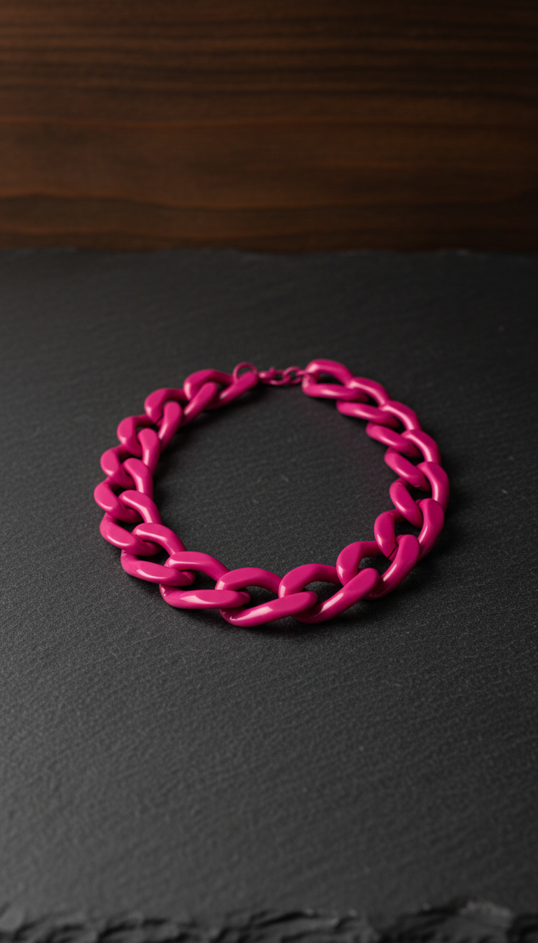 Electric fuchsia chain necklace in a new setting