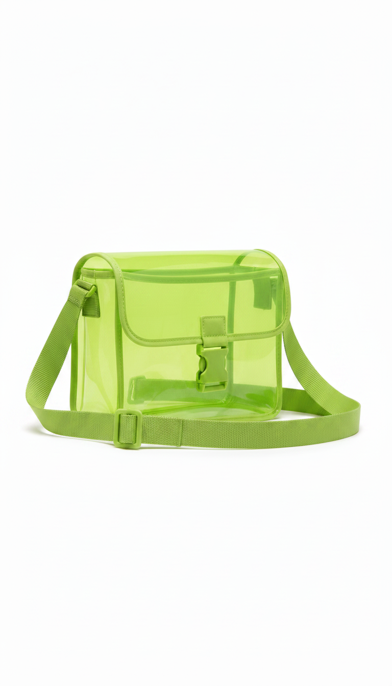 Alternate angle view of Lime Green Transparent Crossbody Bag
